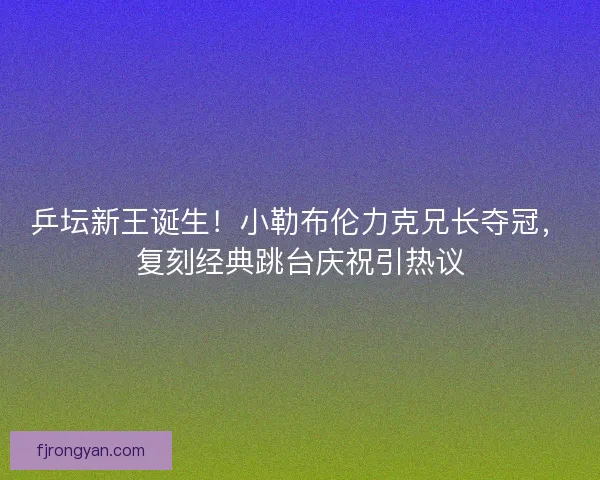 乒坛新王诞生！小勒布伦力克兄长夺冠，复刻经典跳台庆祝引热议