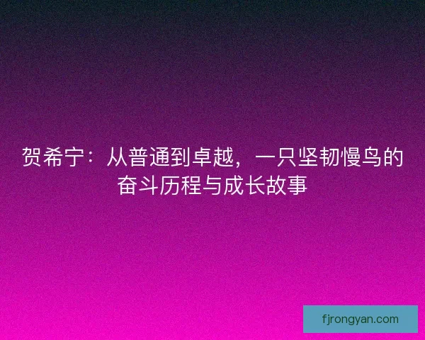 贺希宁：从普通到卓越，一只坚韧慢鸟的奋斗历程与成长故事