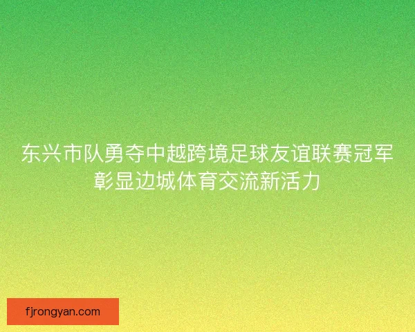 东兴市队勇夺中越跨境足球友谊联赛冠军彰显边城体育交流新活力